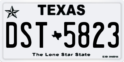 TX license plate DST5823