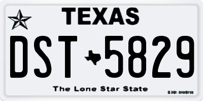 TX license plate DST5829