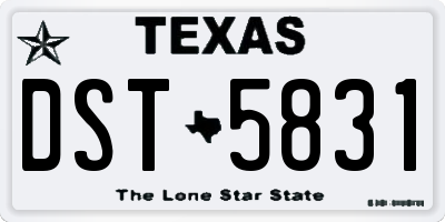 TX license plate DST5831