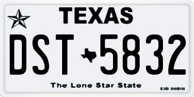 TX license plate DST5832