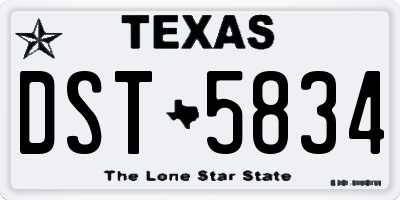 TX license plate DST5834