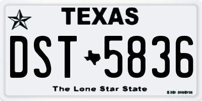 TX license plate DST5836