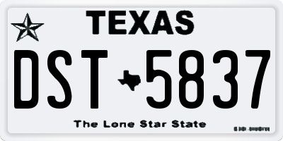 TX license plate DST5837