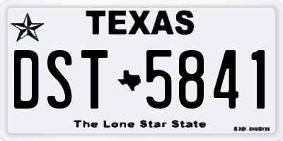 TX license plate DST5841