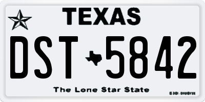 TX license plate DST5842
