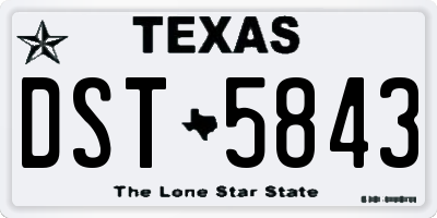 TX license plate DST5843