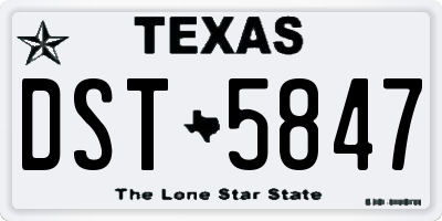 TX license plate DST5847
