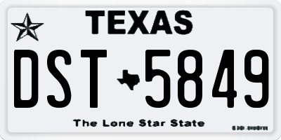 TX license plate DST5849