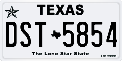 TX license plate DST5854