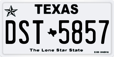 TX license plate DST5857
