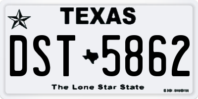 TX license plate DST5862