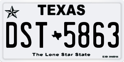 TX license plate DST5863