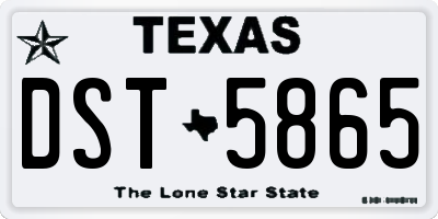 TX license plate DST5865