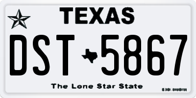 TX license plate DST5867