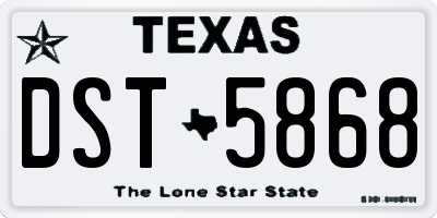 TX license plate DST5868