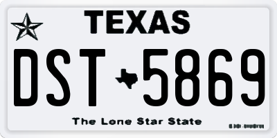 TX license plate DST5869