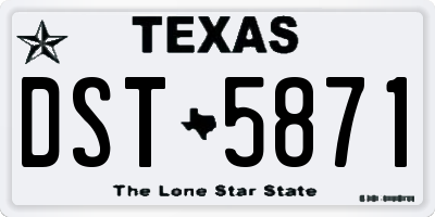 TX license plate DST5871