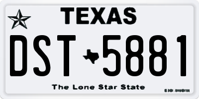 TX license plate DST5881
