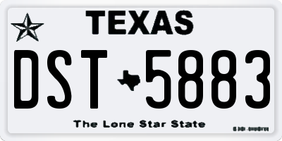 TX license plate DST5883