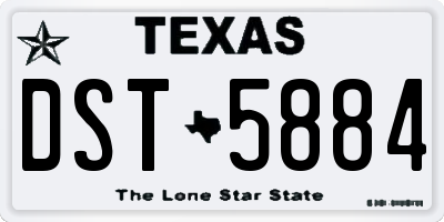 TX license plate DST5884