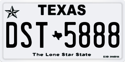 TX license plate DST5888