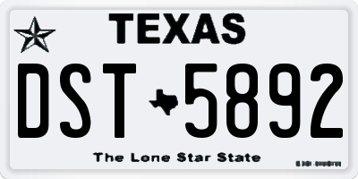 TX license plate DST5892