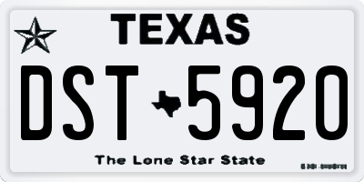 TX license plate DST5920