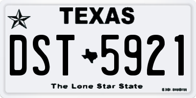TX license plate DST5921