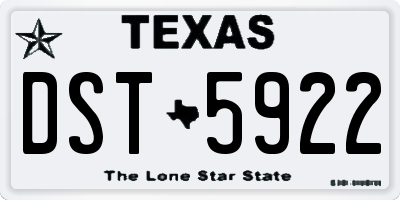TX license plate DST5922
