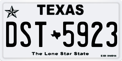 TX license plate DST5923