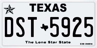 TX license plate DST5925