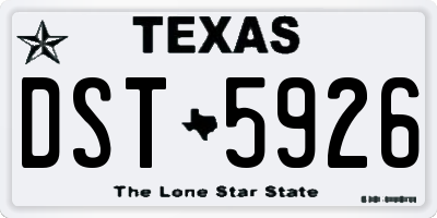 TX license plate DST5926