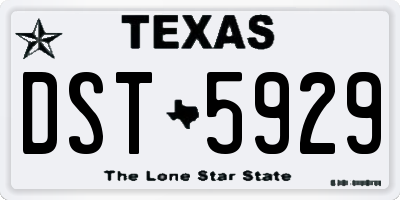 TX license plate DST5929
