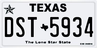 TX license plate DST5934