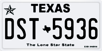TX license plate DST5936