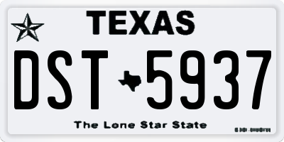 TX license plate DST5937