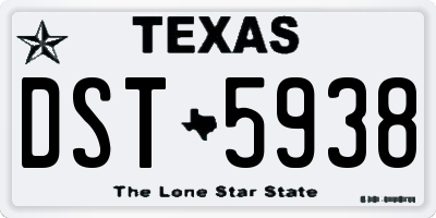 TX license plate DST5938