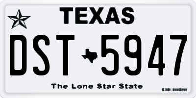TX license plate DST5947