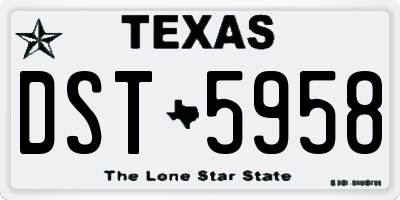 TX license plate DST5958