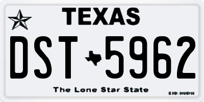 TX license plate DST5962