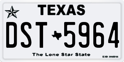 TX license plate DST5964