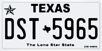 TX license plate DST5965