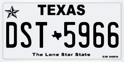 TX license plate DST5966