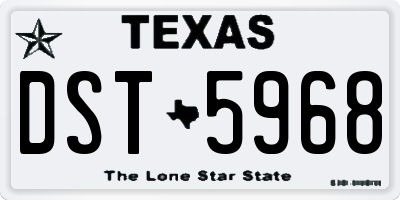 TX license plate DST5968
