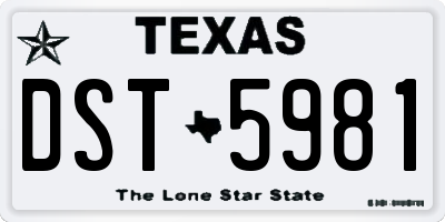 TX license plate DST5981