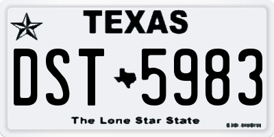 TX license plate DST5983
