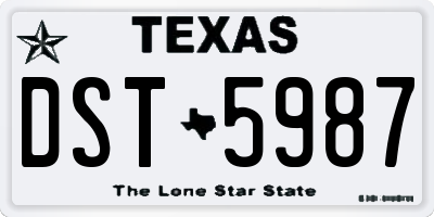 TX license plate DST5987
