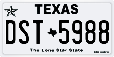 TX license plate DST5988