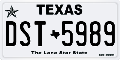 TX license plate DST5989