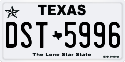 TX license plate DST5996